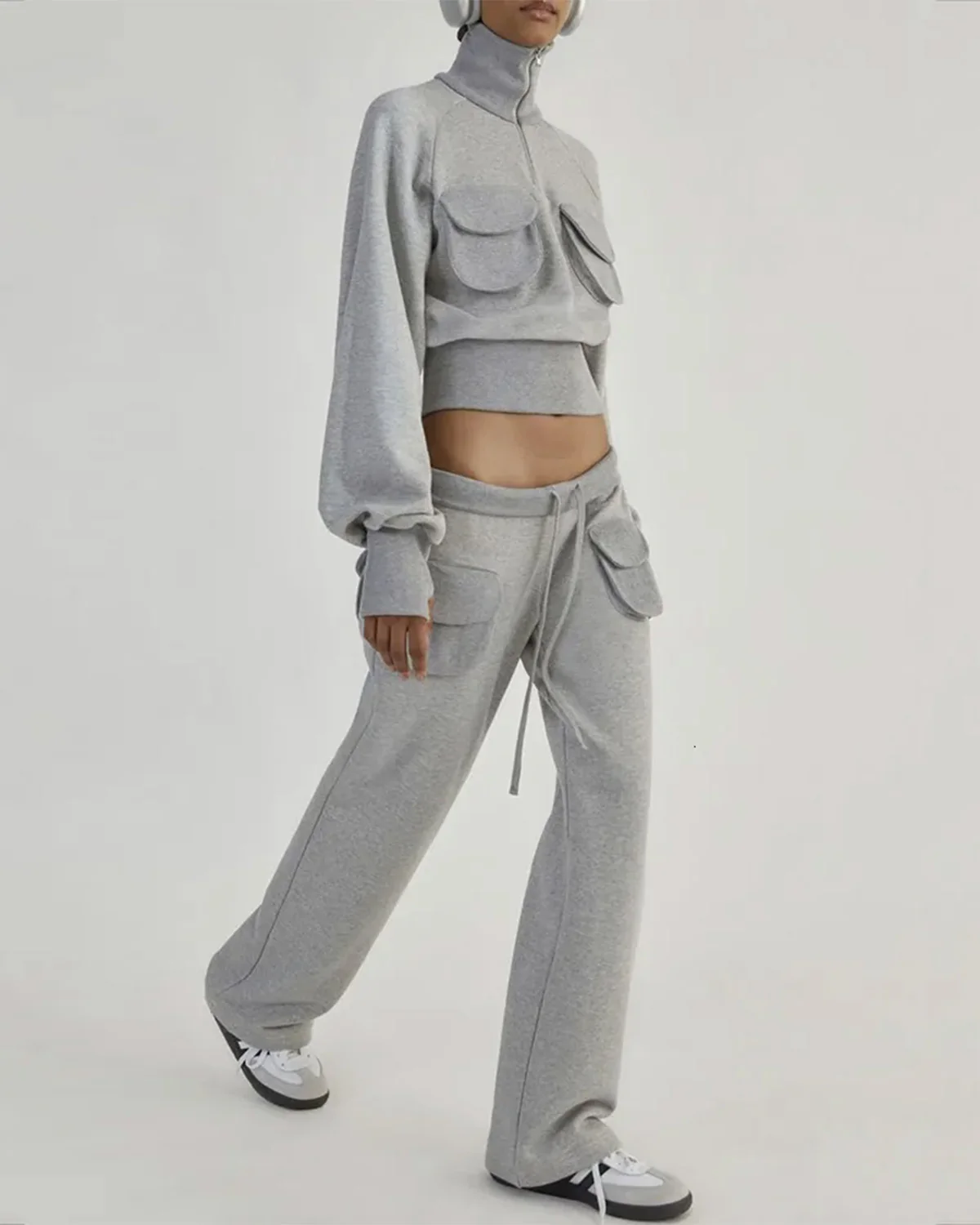 Light Grey Melange Utilitarian Sweat Set - Image 2
